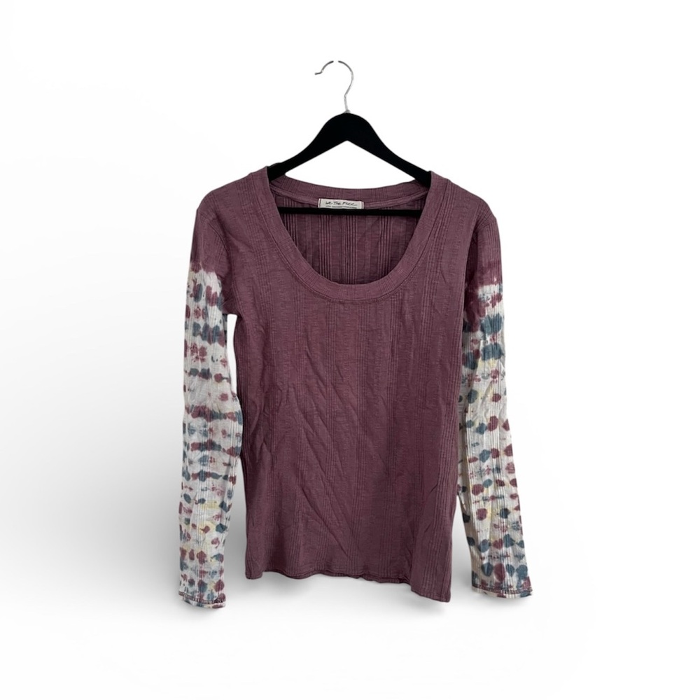 We The Free Mauve Long Sleeve Top with Tie-Dye Accents
